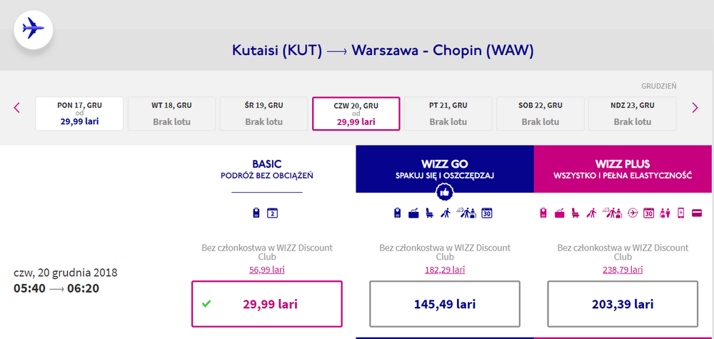 z kutaisi do warszawy
