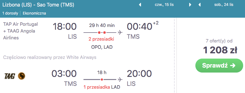 tanie loty na sao tome