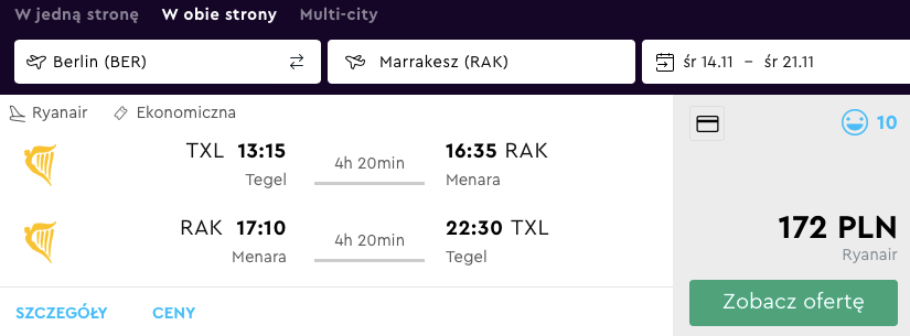loty marrakesz