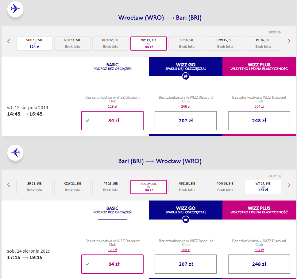 rezerwacja lotów do bari