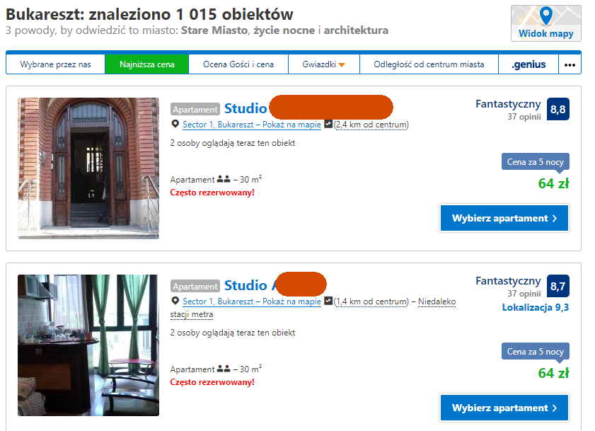 Rezerwacja na booking.com