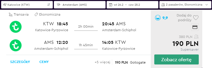 Amsterdam loty