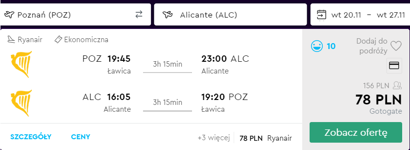 loty do alicante tanio