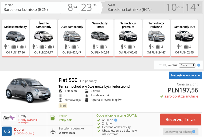 zarezerwuj autp w barcelonie