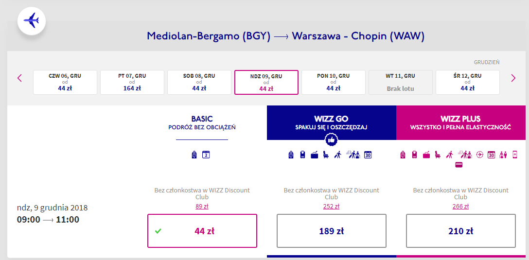 Bergamo loty