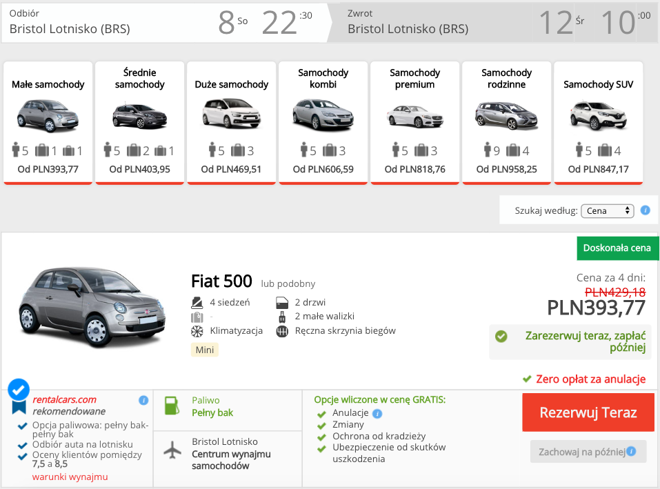 zarezerwuj auto w bristolu