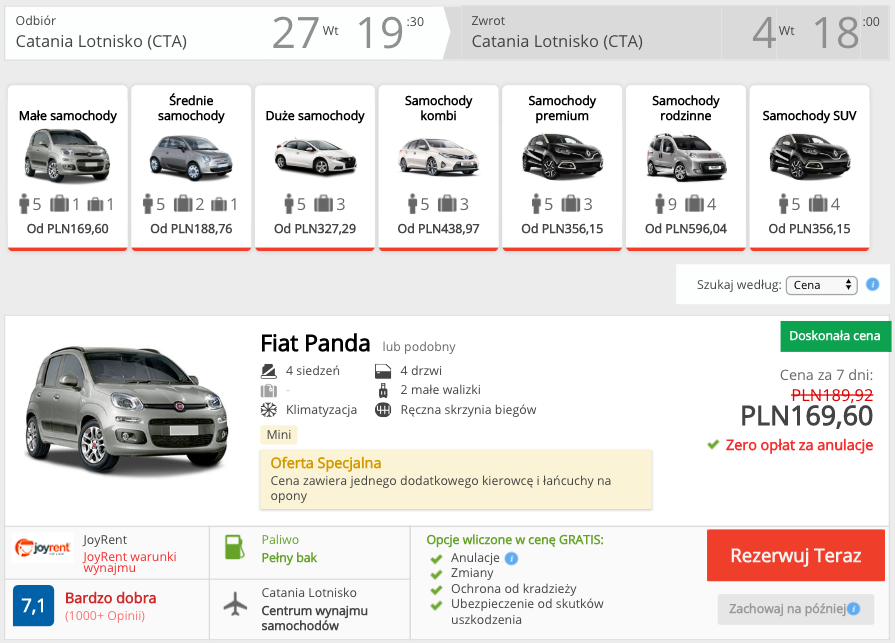 zarezerwuj auto w katanii