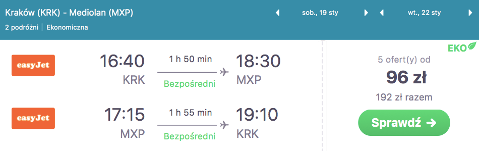 zarezerwuj loty do mediolanu