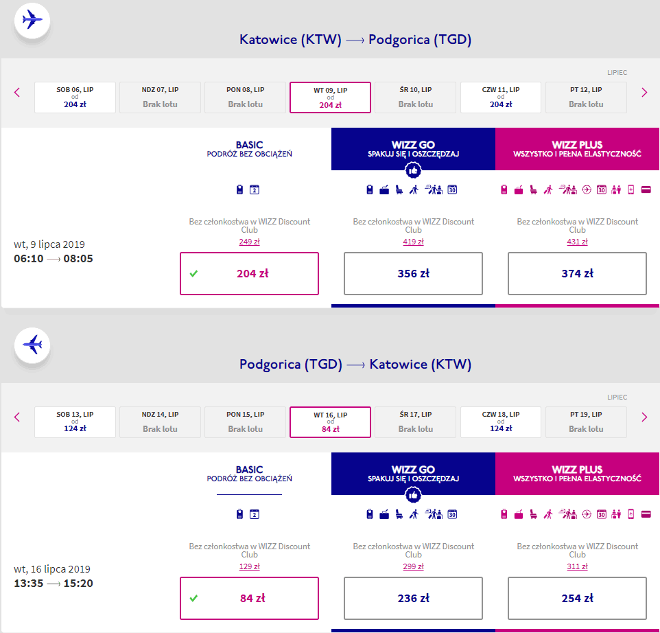 rezerwacja lotów do czarnogóry