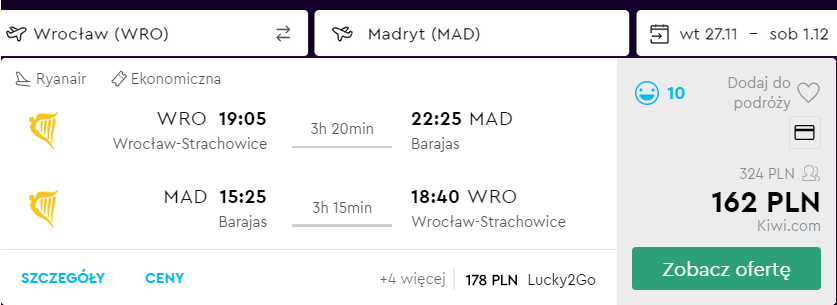 tanie loty do madrytu