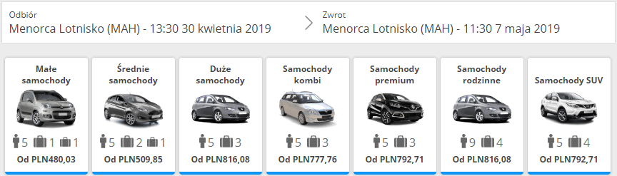 wynajem auta minorka