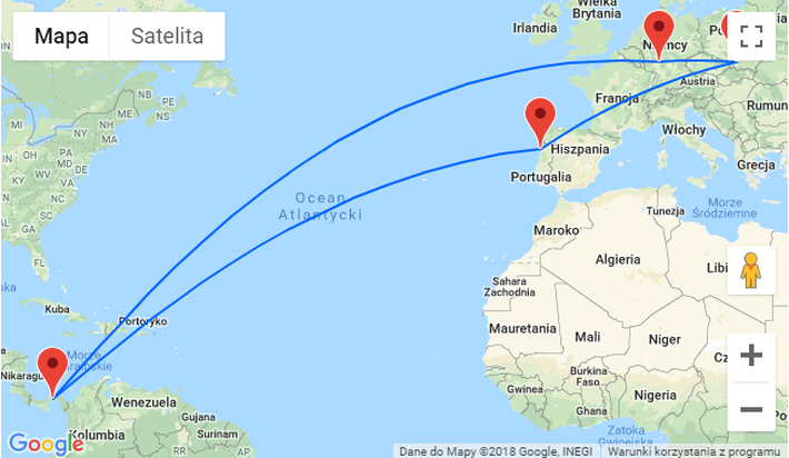 mapa przelotów