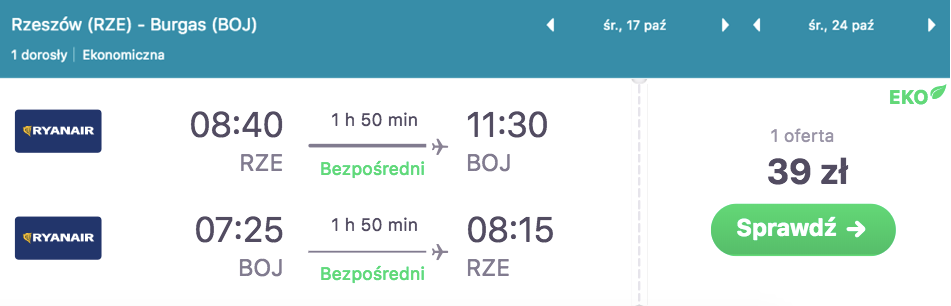 zarezerwuj loty do burgas