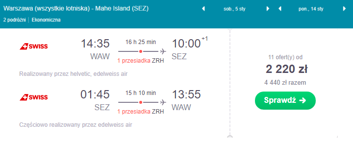 Seszele loty