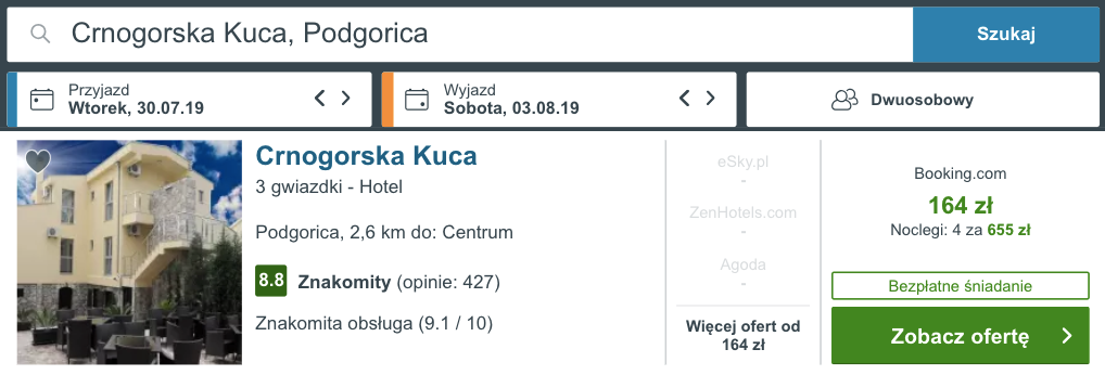 zarezerwuj hotel w czarnogorze