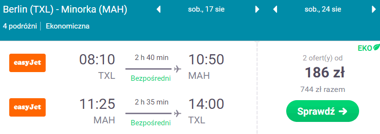 rezerwacja lotów na minorkę