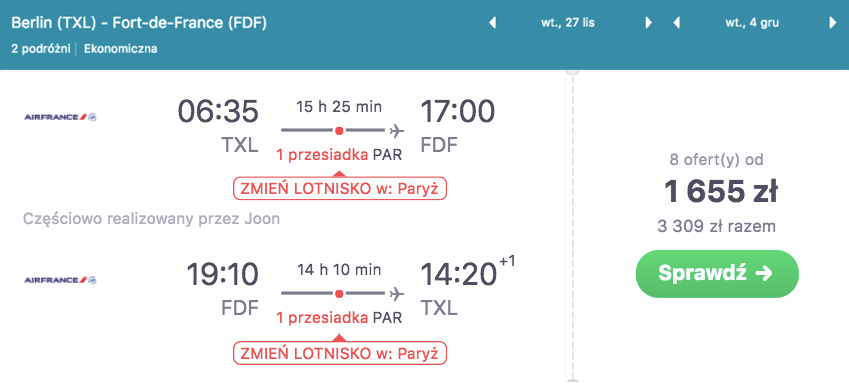 zarezerwuj loty na martynike