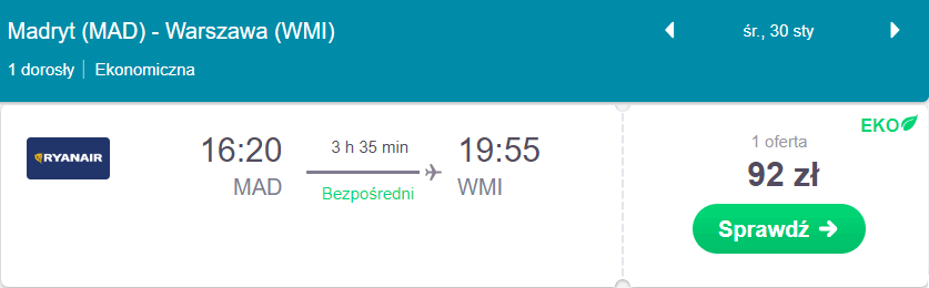 loty do warszawy