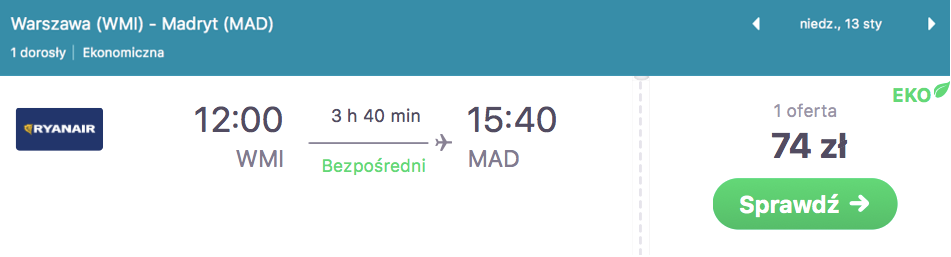 zarezerwuj loty do madrytu