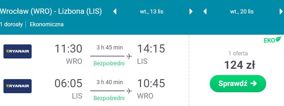 rezerwacja lotów do lizbony