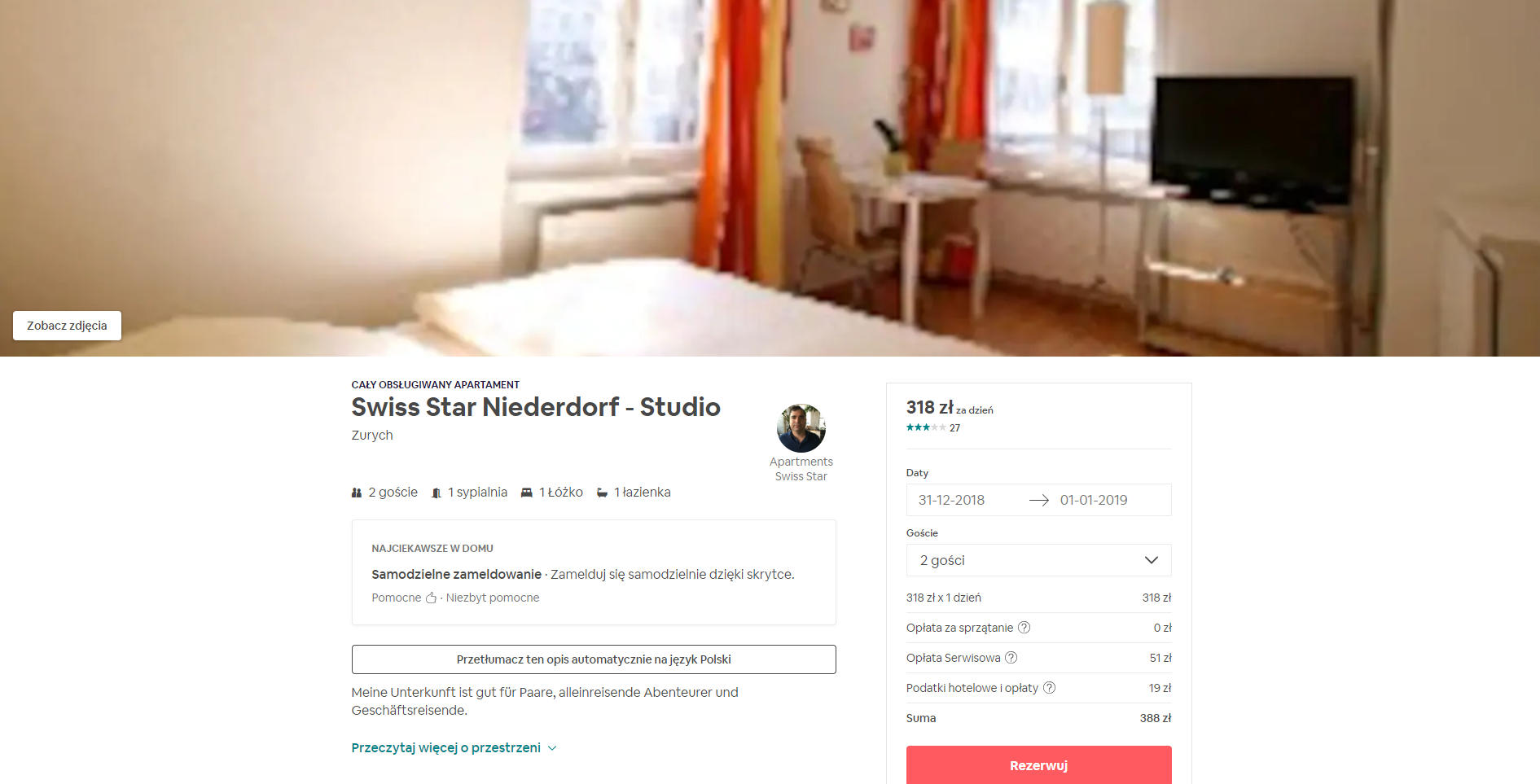 Rezerwacja apartamentu