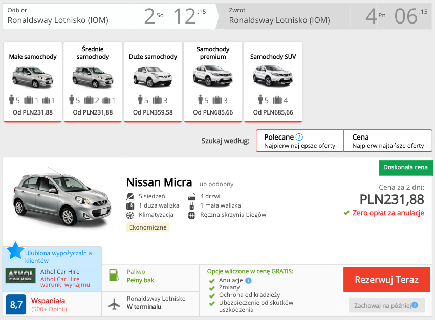 zarezerwuj auto na wsypie