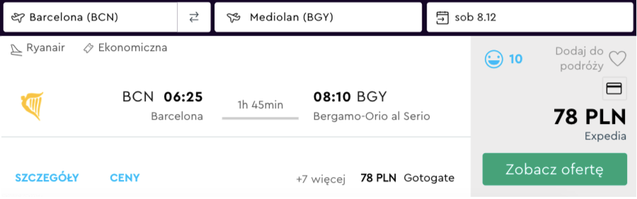 zarezerwuj loty do bergamo