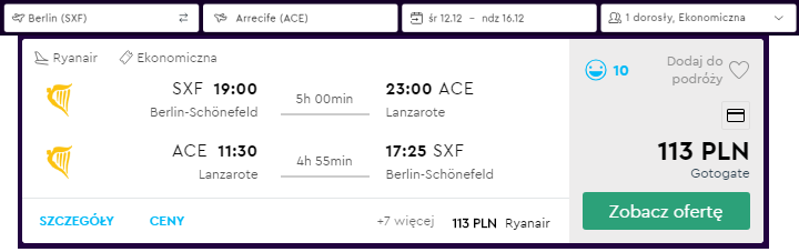 Lanzarote loty