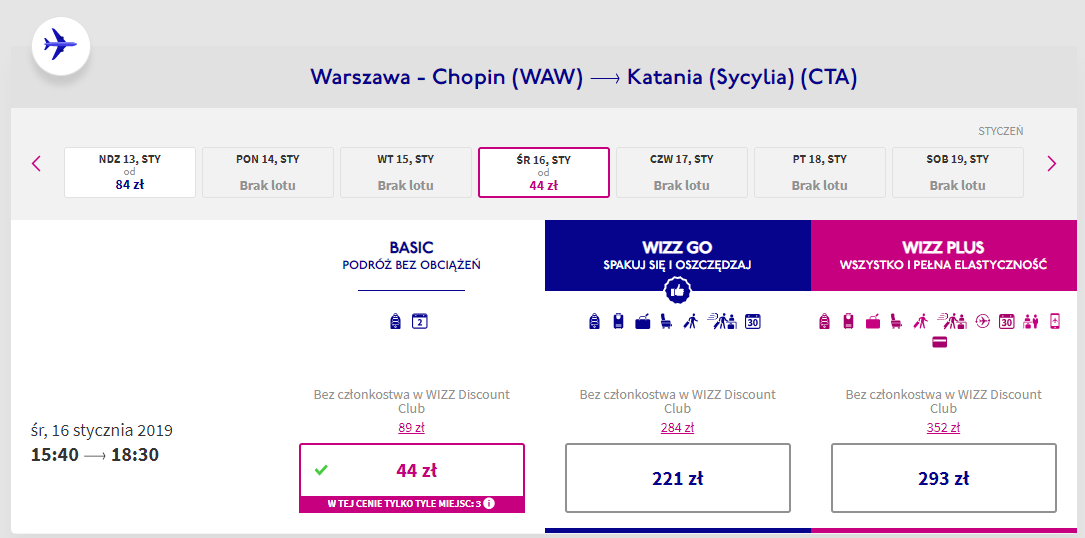 Katania loty