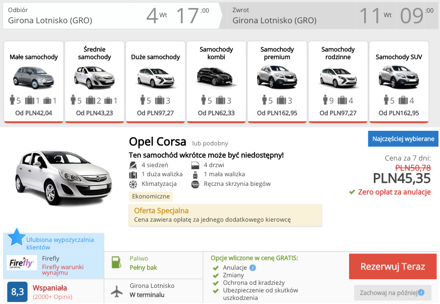 zarezerwuj autow gironie