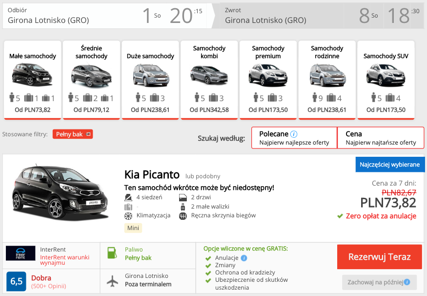 zarezerwuj auto w gironie