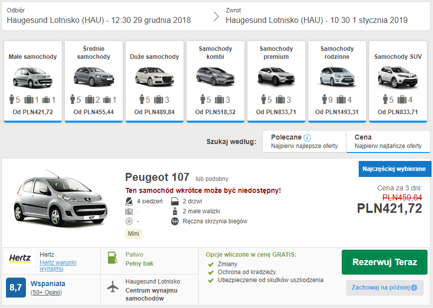wynajem auta
