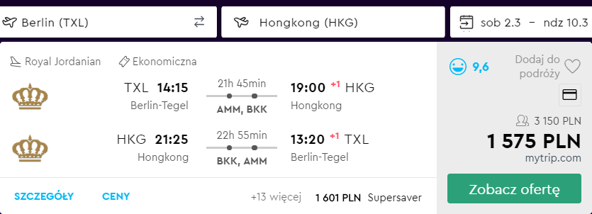 hongkong tanie loty