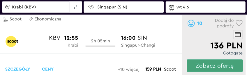 zarezerwuj loty do singapuru