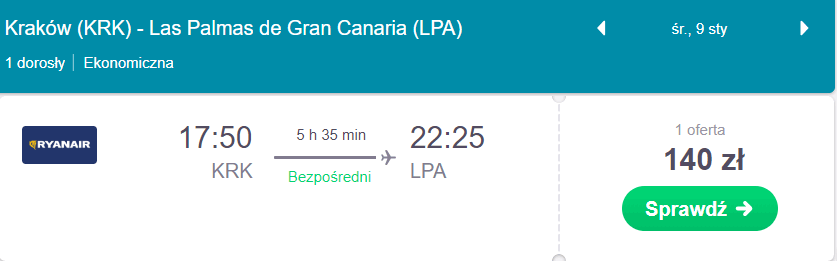 loty do las palmas z krakowa