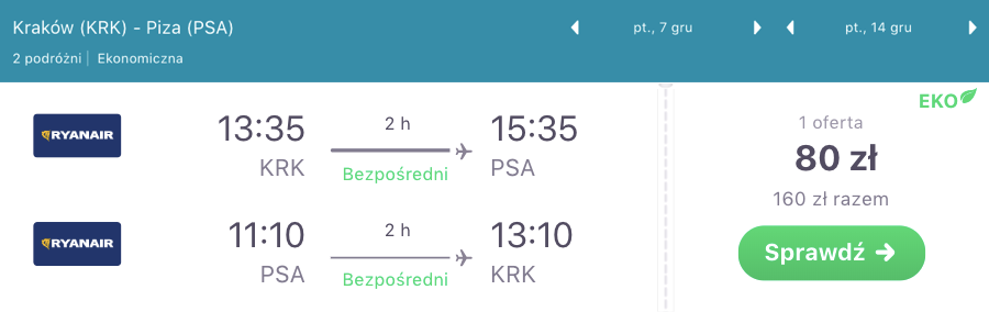 zarezerwuj loty do pizy