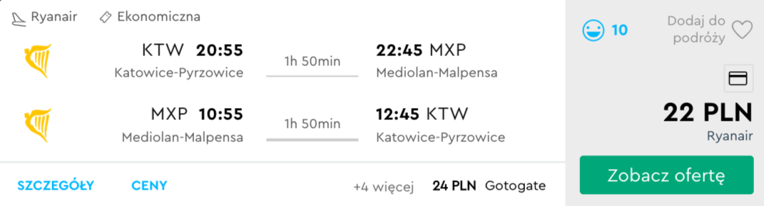 zarezerwuj loty do medioanu