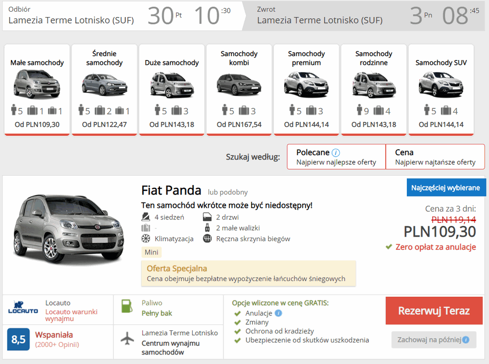 lamezia auto wypożyczenie