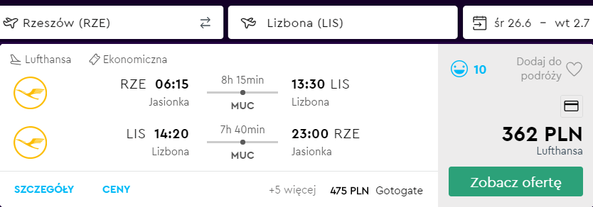 tanie loty do lizbony z rzeszowa