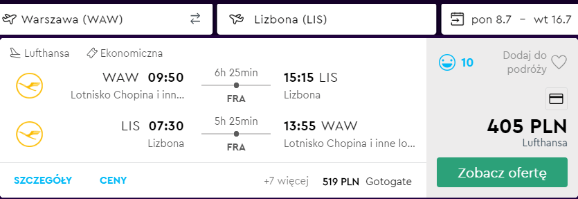 lizbona na wakacje z warszawy