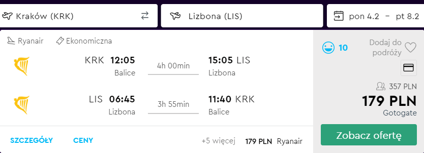 lizbona loty tanie