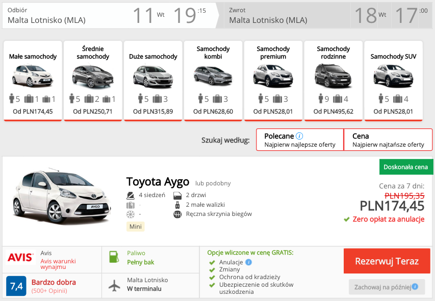 zarezerwuj AUTO NA malce