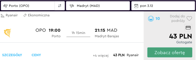 zarezerwuj loty do madrytu