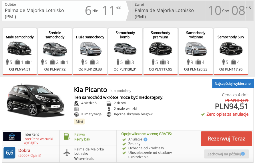 zarezerwuj auto na majorce