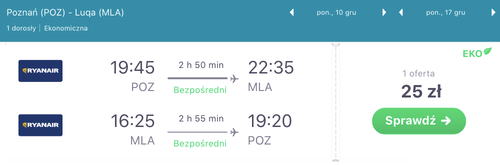 zarezerwuj loty na malte