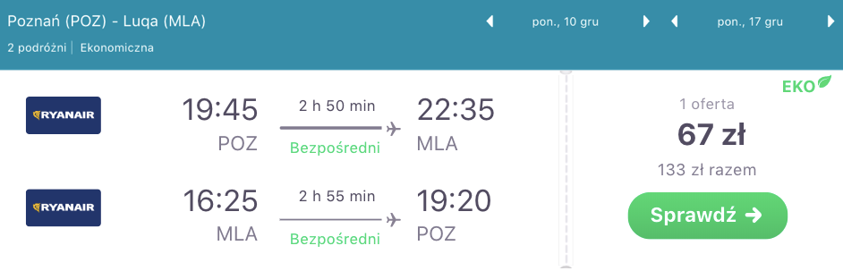 zarezerwuj loty na malte
