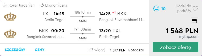 bangkok loty tanie