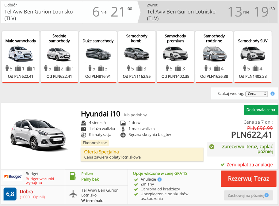 zarezerwuj auto w tel awiwie