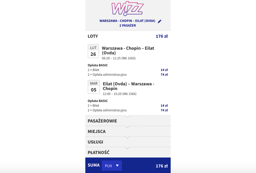 loty do izraela