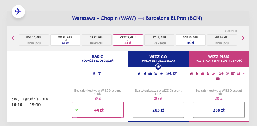 loty do barcelony